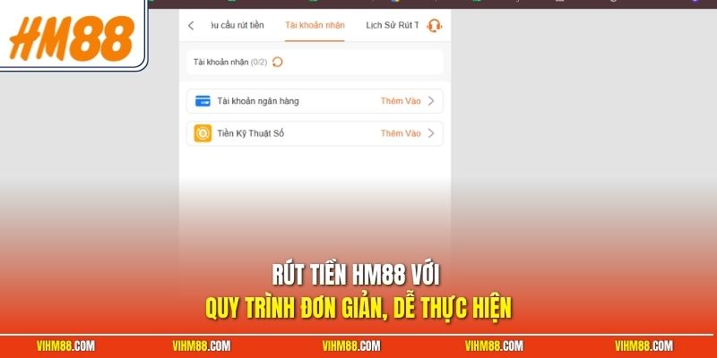 Rút tiền HM88 với quy trình đơn giản, dễ thực hiện